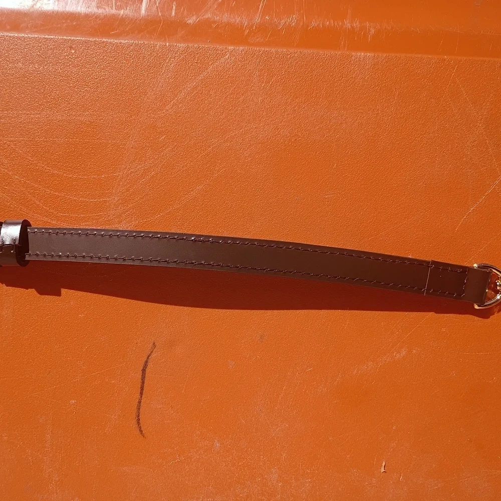 Louis Vuitton Brown Leather Strap with Gold Hardware